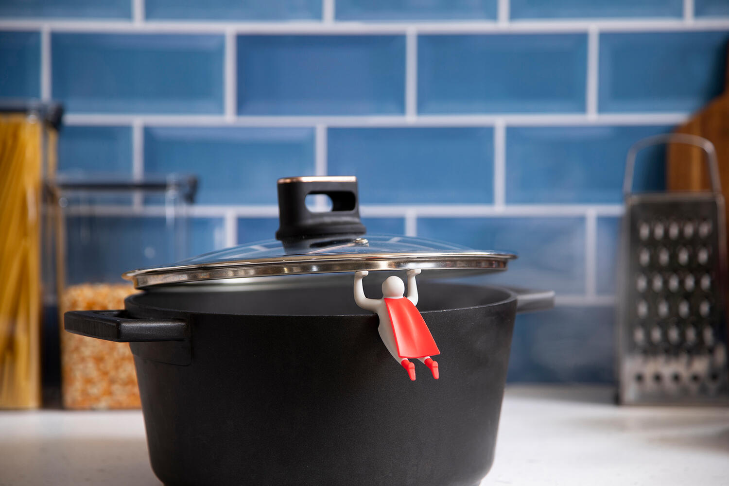 Steaman Ske- og grydelågsholder - rød/sort